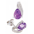 Sterling Silver, Amethyst & Diamond Earrings